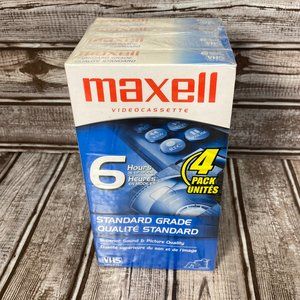 MAXELL 6 Hours T-120 4 Pack Blank Standard Grade VHS Tapes Brand NEW SEALED